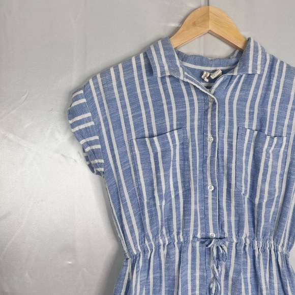 Japna Striped high low casual drawstring dress w pockets size Small - Picture 4 of 9